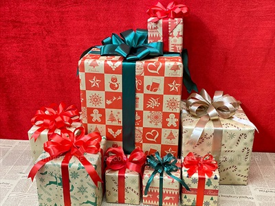 Hộp quà trang trí Noel nơ ruy băng lụa [Làm sẵn - Nhiều cỡ - màu] HOPQUA-03